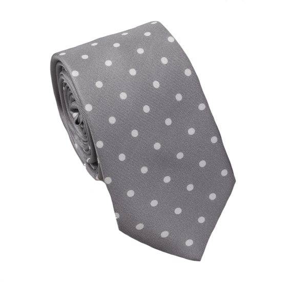 Teenager's Grey with White Dots Silk Tie