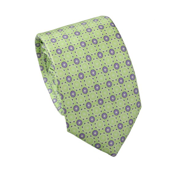 Teenager's Lime Green Printed Silk Tie