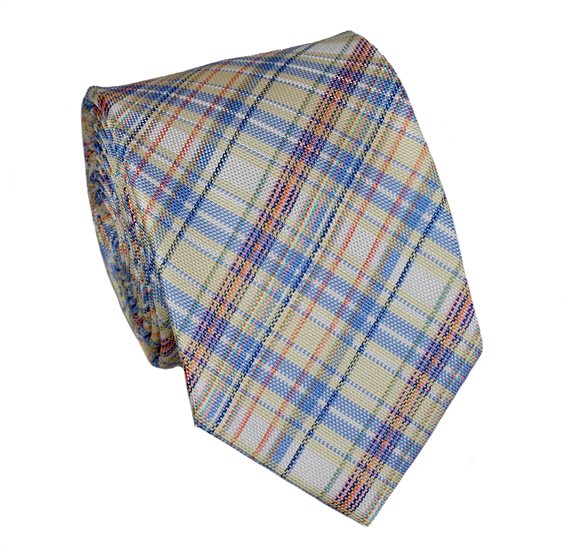 Yellow and Blue Checked Tie