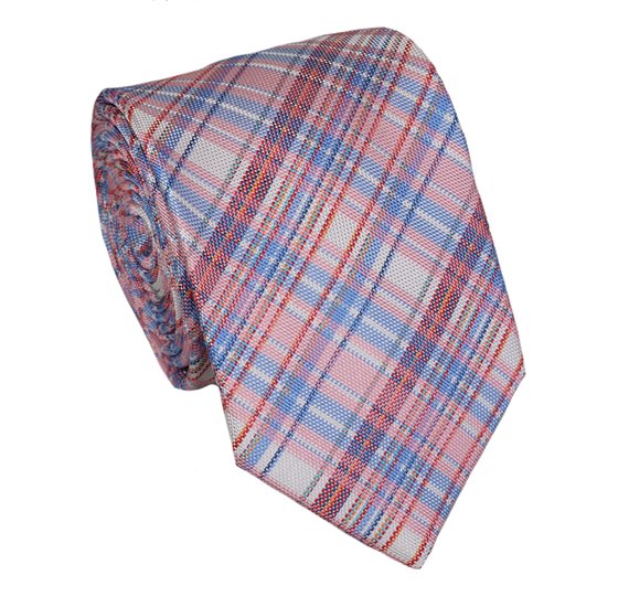 Pink and Blue Checked Tie