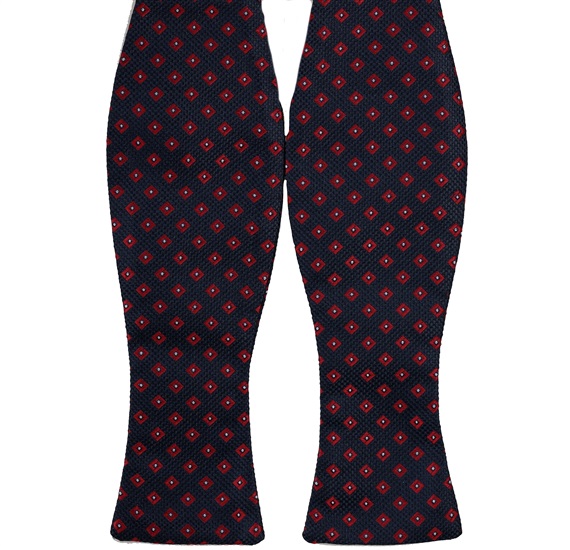 Blue Self Bow Tie with Designs