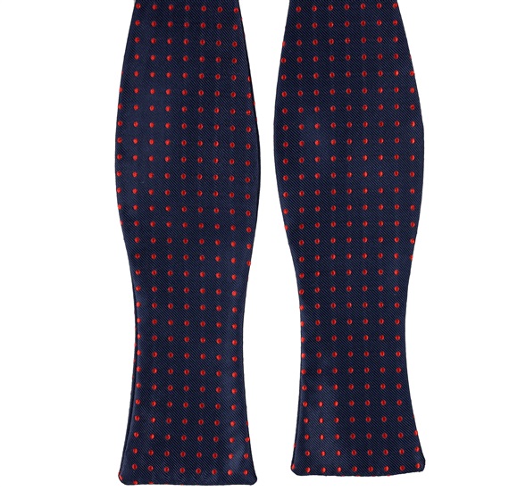 Blue Self Bow Tie with Red Dots