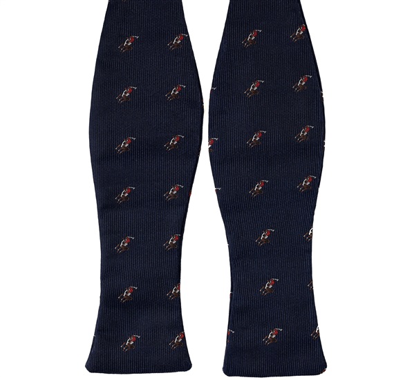 Blue Self Bow Tie with Polo Rider Design