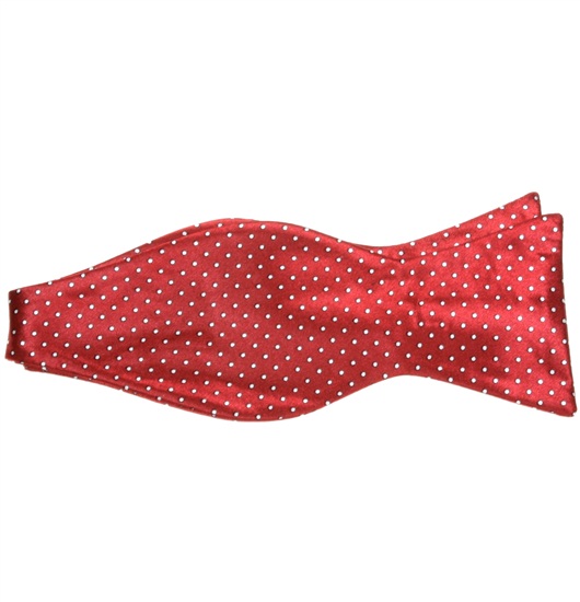 Garnet Self Bow Tie with White Dots
