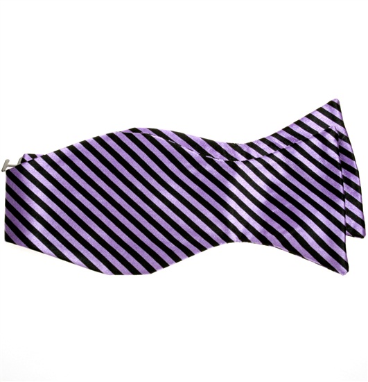 Purple and Black Stripes Self Bow Tie