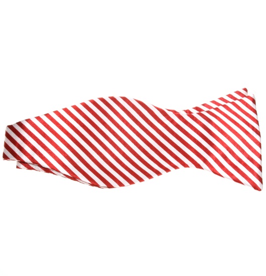 Red and White Stripes Self Bow Tie