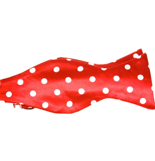 Red Self Bow Tie with White Dots