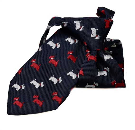 Boy's Dark Blue Tie with Dogs