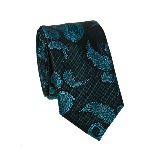 Turquoise Paisley Skinny Tie