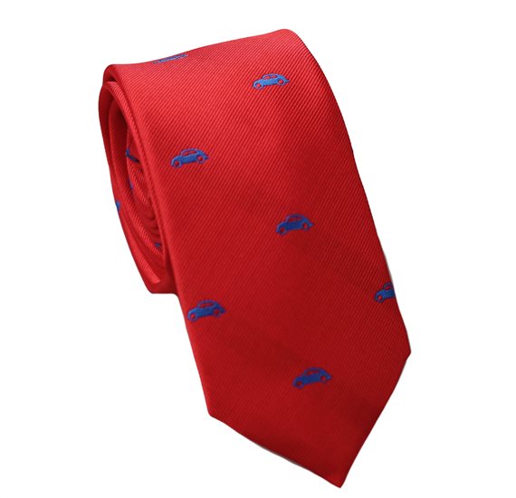 Red with Cars Slim Tie