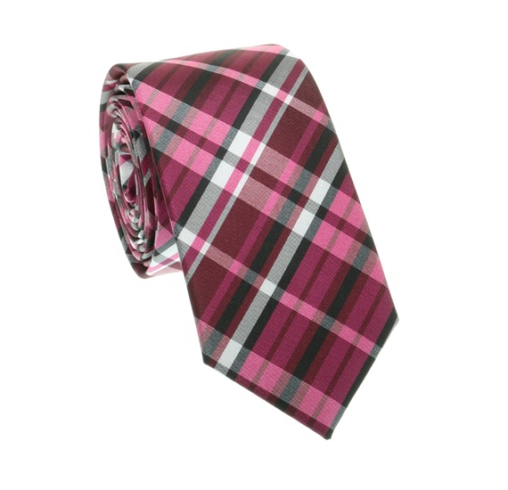 Fuchsia Checked Slim Tie