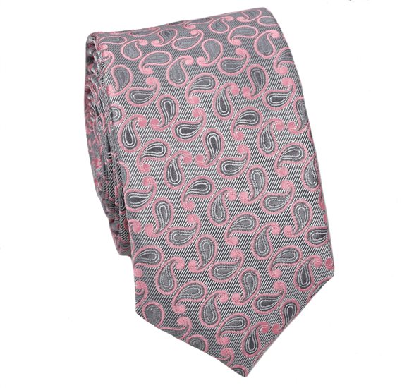 Grey with Paisley Slim Tie