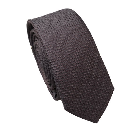 Dark Brown Brocade Silk Slim Tie