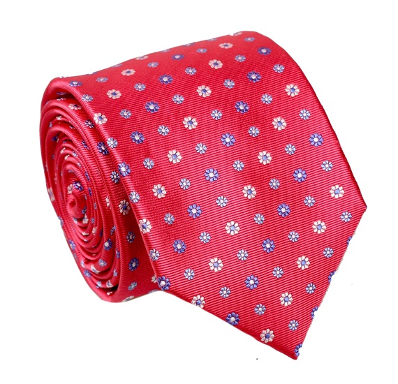 Fuchsia with Daisies Natural Silk Tie