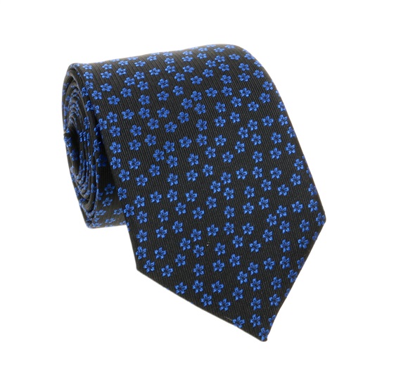 Black with Blue Flowers Tie