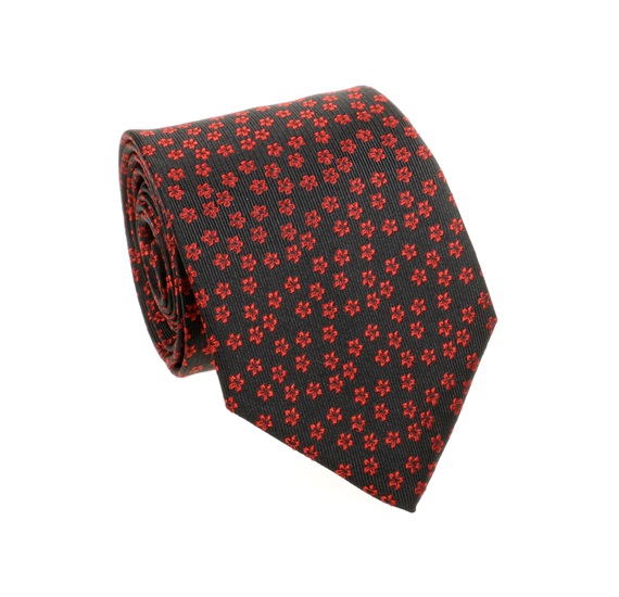 Black with Garnet Flowers Tie
