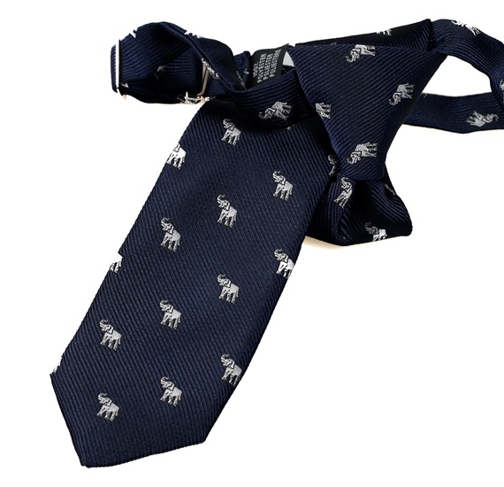Boy's Navy Blue Tie with Elephants