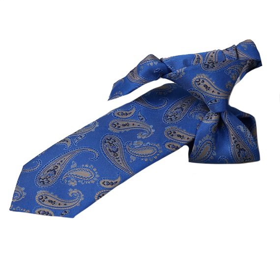 Boy's Royal Blue Tie with Paisley