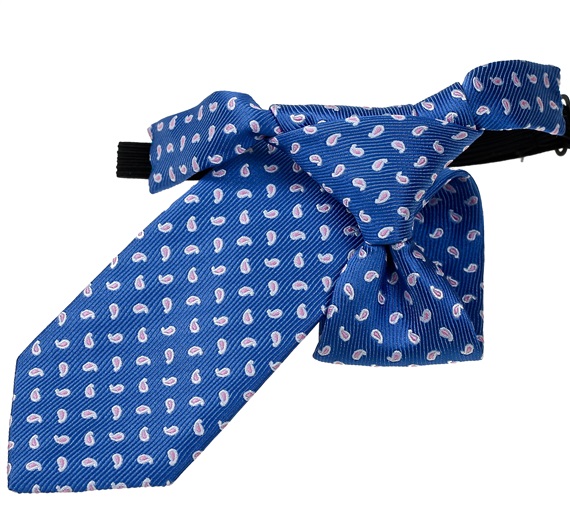 Boy's Royal Blue Tie with Pink Paisley