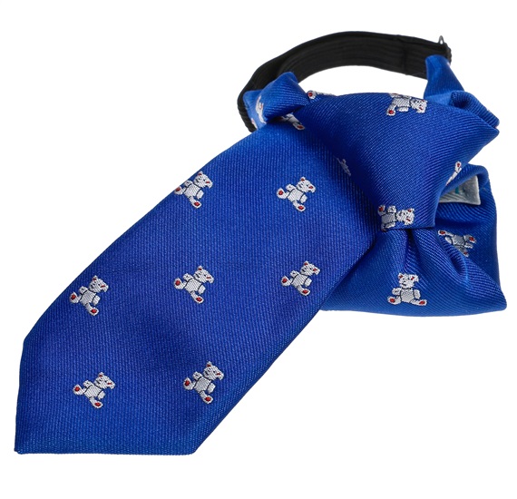 Boy's Royal Blue Tie with White Teddy Bears