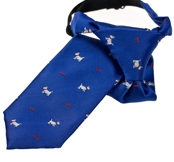 Boy's Royal Blue Tie with Dogs