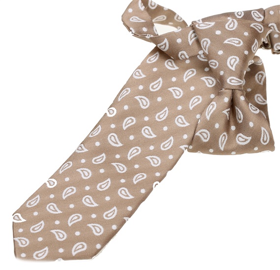 Boy's Beige Paisley Tie