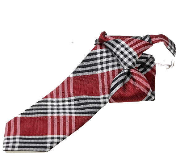 Boy's Red and Black Tartan Tie