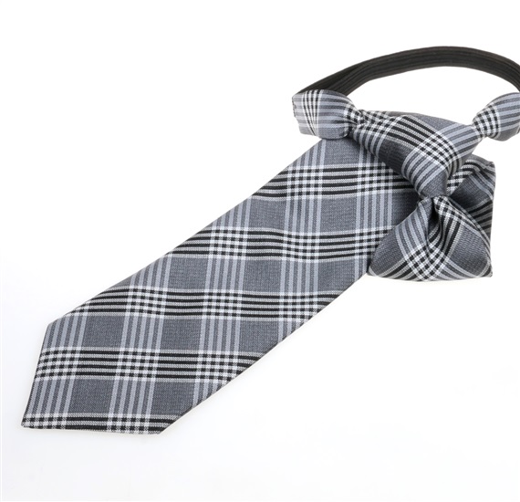 Boy's Checked Black and Grey Tie