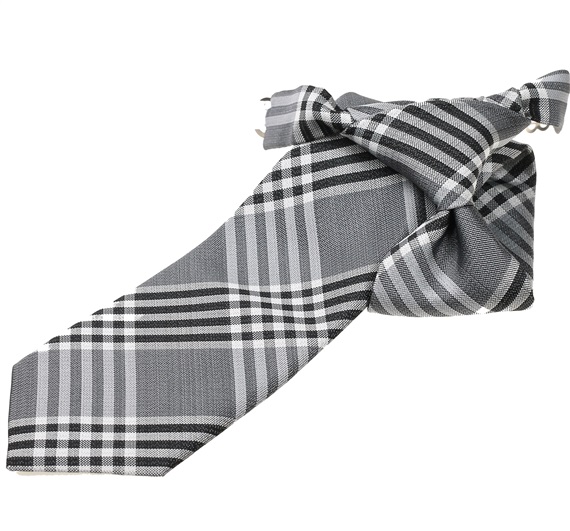 Boy's Black and Grey Tartan Tie