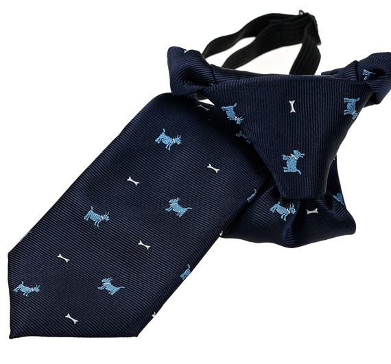 Boy's Navy Blue Dogs Tie