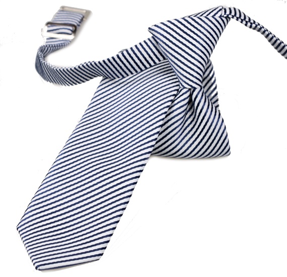 Boy's Dark Blue and White Stripes Tie