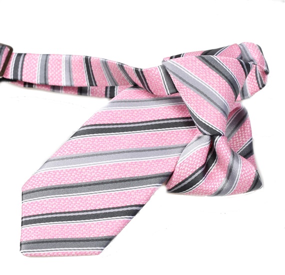 Boy's Pink and Grey Stripes Tie