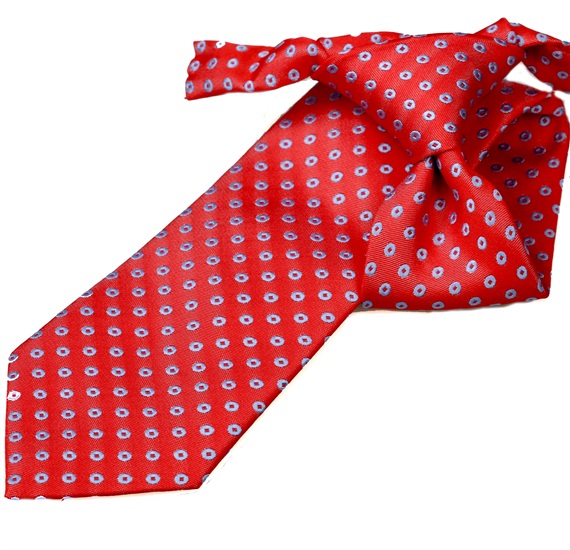Boy's Red Tie with Blue Dots