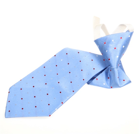 Boy's Sky Blue Silk Tie with Dots