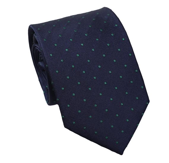 Blue with Green Dots Natural Silk Tie