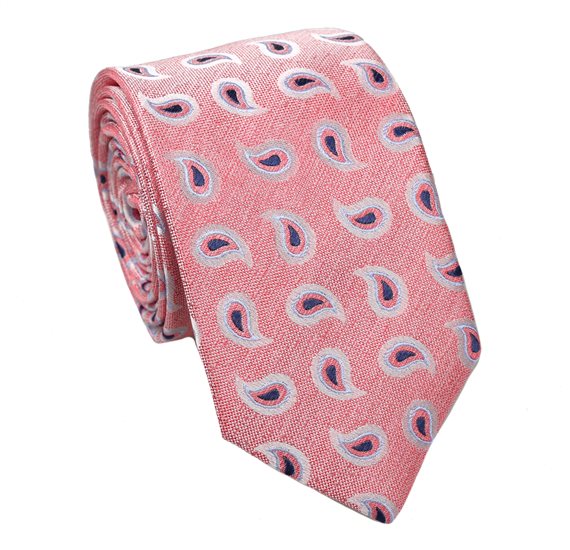 Coral Paisley Silk Tie