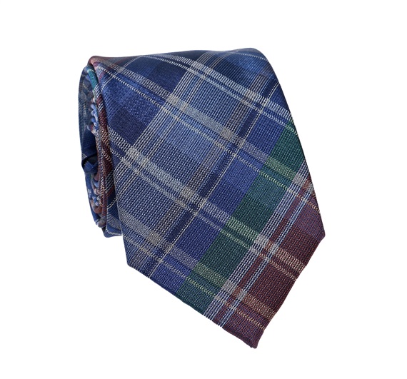 Blue Tartan Natural Silk Tie
