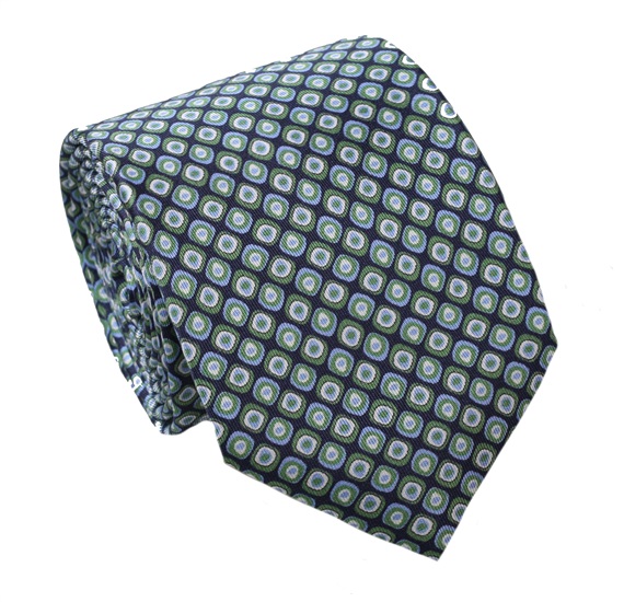 Green Squares Natural Silk Tie
