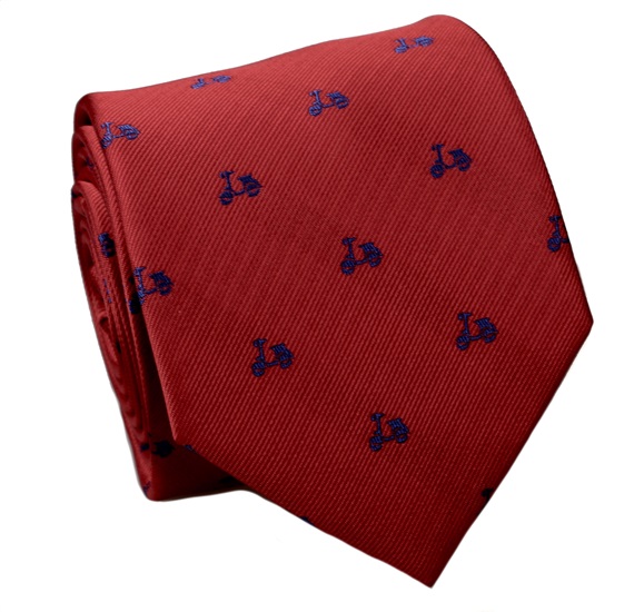 Red with Scooters Natural Silk Tie