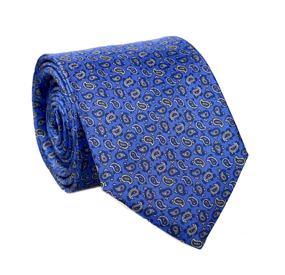 Blue Paisley Silk Tie and Pocket Square