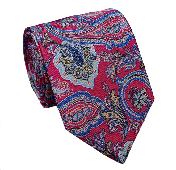 Fucsia Paisley Natural Silk Tie and Pocket Square