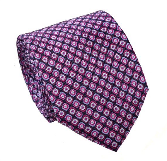 Magenta Pattern Silk Tie and Pocket Square