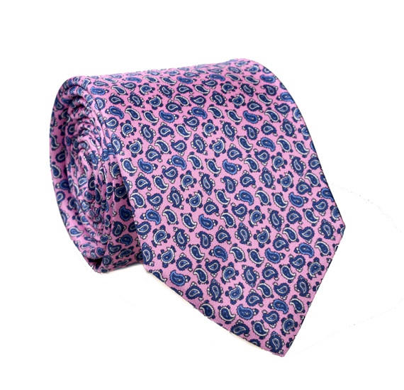 Pink Paisley Silk Tie and Pocket Square