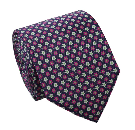 Magenta Flowers Silk Tie and Pocket Square