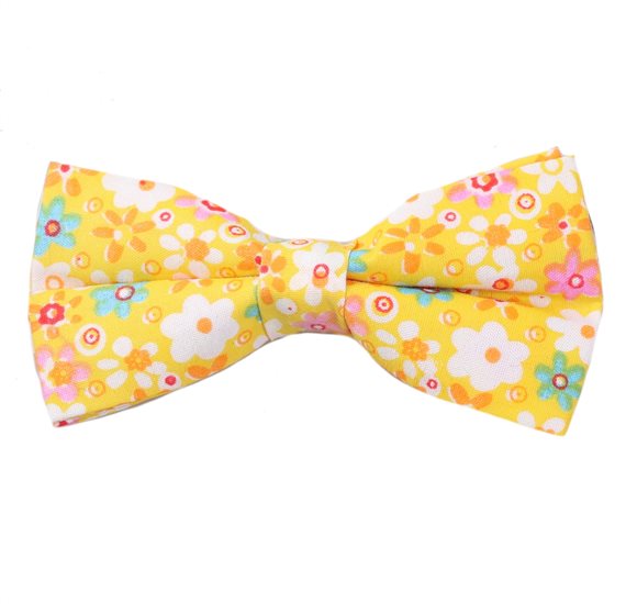 Yellow Bow Tie with Flowers