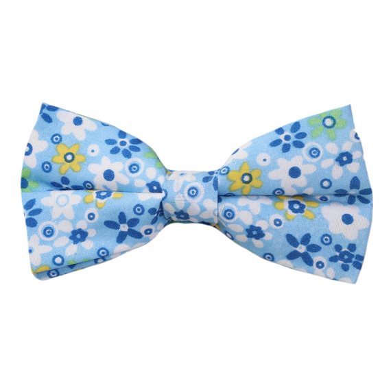 Sky Blue Bow Tie with Flowers