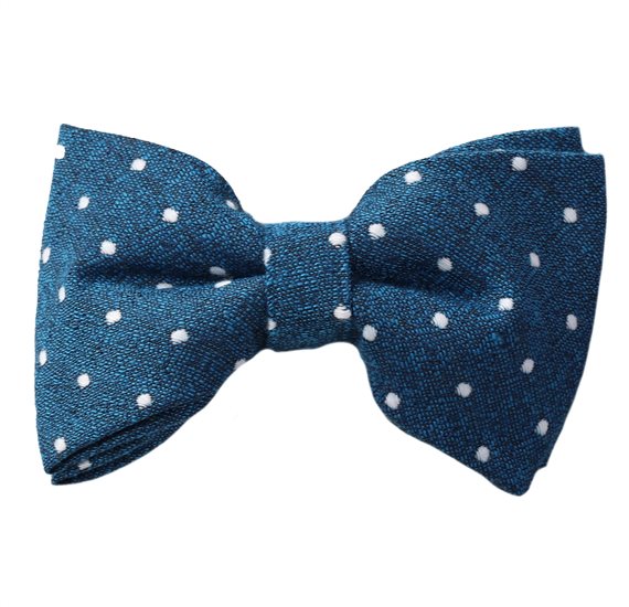 Cobalt Blue Bow Tie with White Dots