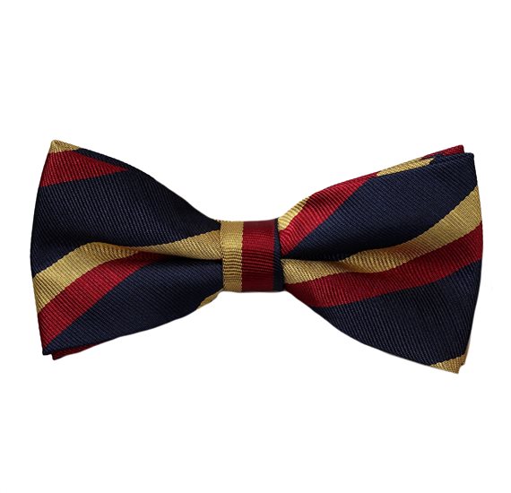 Blue Bow Tie with Red and Yellow Stripes