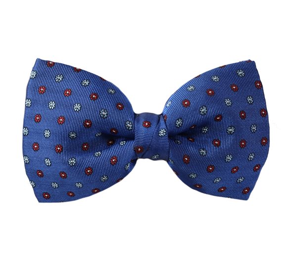 Royal Blue Bow Tie with Garnet Daisies