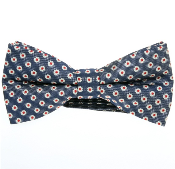 Blue Bow Tie with White Daisies